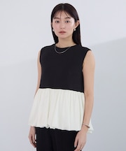 バルーンヘムボンディングノースリーブトップス