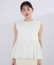 バルーンヘムボンディングノースリーブトップス