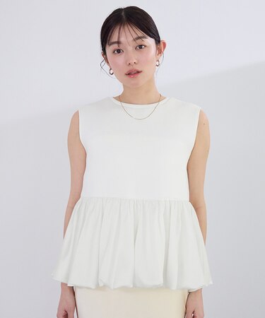 バルーンヘムボンディングノースリーブトップス