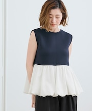 バルーンヘムボンディングノースリーブトップス