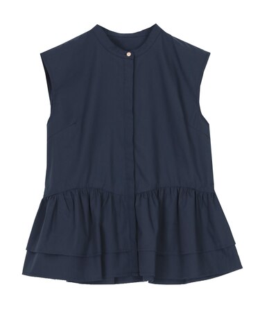 フリルペプラムノースリーブシャツ