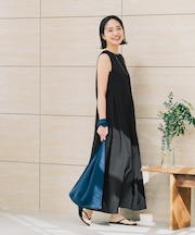 前後2wayネックAラインタックワンピース