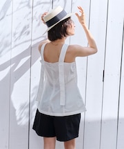 撥水クルーネックノースリーブブラウス/ラッシュガード