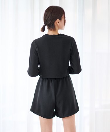 3点セット/ショートパンツ×カップ付長袖ビキニ/水着