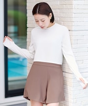 3点セット/ショートパンツ×カップ付長袖ビキニ/水着