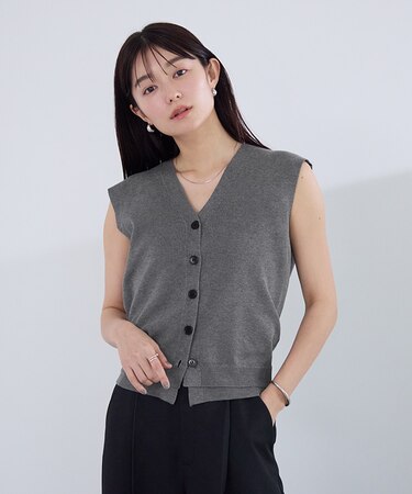 デザインリブニットベスト