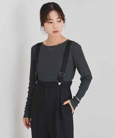 シアーリブクルーネックニット