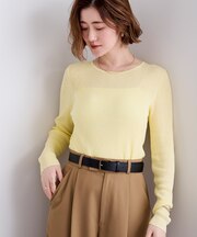 シアーリブクルーネックニット