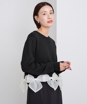 リボンドッキングニットカーディガン