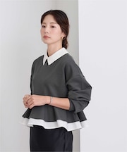 配色ボンディングブラウス