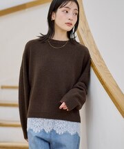 ウールブレンドレースヘムニット