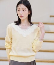 レースドッキングニットプルオーバー