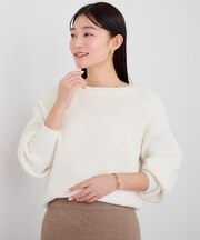オープンネックニットプルオーバー