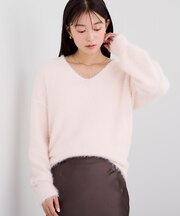 シャギーVネックニット