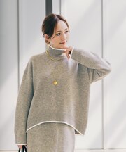 配色ハイネックニットプルオーバー