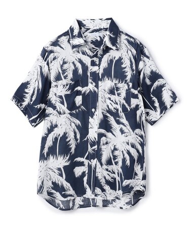 ヤシ柄プリントアロハシャツ