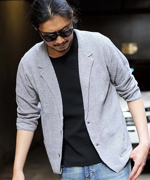 Manna鹿の子編み　ニット　ジャケット　コート　ブラック レディース ニット ジャケット/40代50代からのファッション通販
