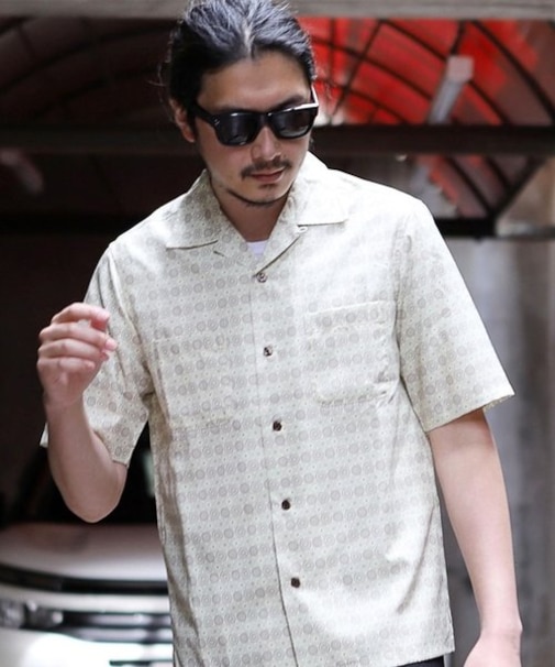 小紋柄オープンカラー半袖シャツ