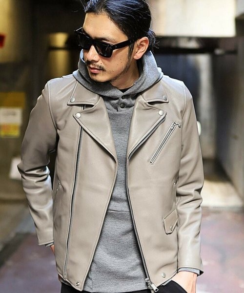 ダブルレザーライダースジャケット｜メンズビギの通販｜&mall（アンド