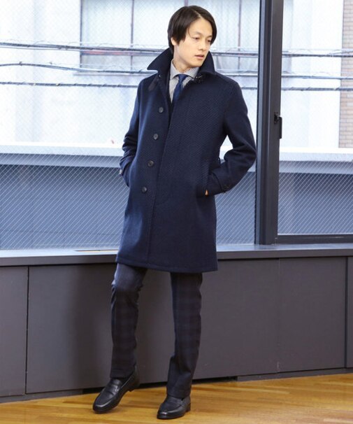 ウールメランジジャガードコート