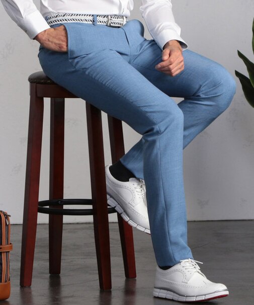 【ウォッシャブル】ビジカジ兼用ポリストレッチパンツ