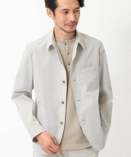 【クールマックス】ストライプorチェックサッカーシャツジャケット【セットアップ・別売りパンツ有り】