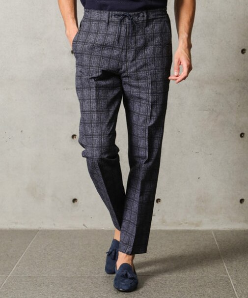 チェック柄ストレッチスラックス