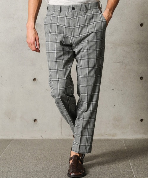 新品 J&M DAVIDSON ウール チェック パンツ トラウザー 34 S 尾州産