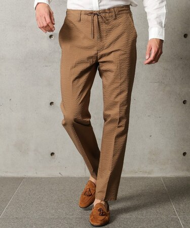 ＜COOL MAX＞ソフトサッカー生地スラックス