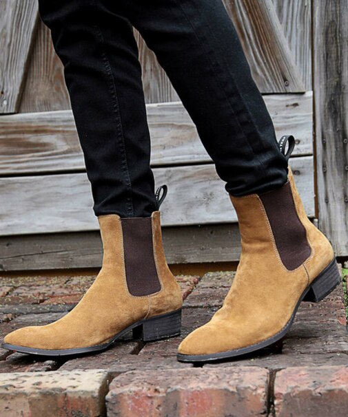 スエードサイドゴアヒールブーツ