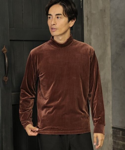 ベロアストライプカットソー