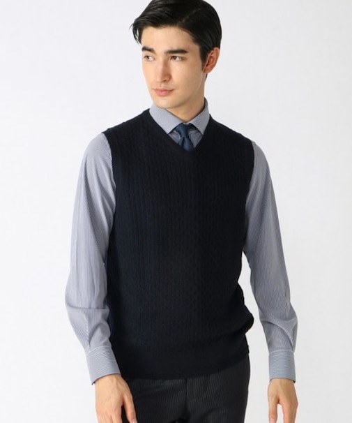 12G（ゲージ）ジャガードVネックニットベスト