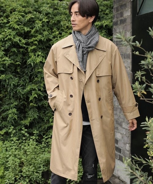 MENSBIGI メンズビギトレンチコート　ベージュ　ライナー取り外し可 ライナー着脱可能】T/Cコットンキャバジントレンチコート