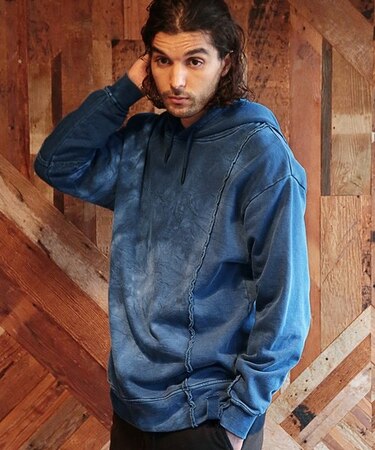 ムラ染め裏毛パーカー