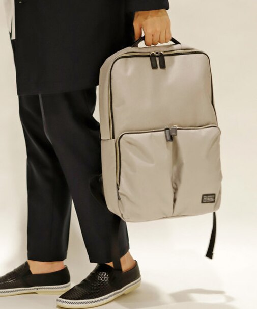 【PRO-SPERITY/プロスペリティ】別注デニムライククロス×シンセティックレザーバックパック