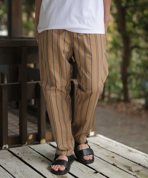 【セットアップ対応】T/Cストライプ イージーパンツ