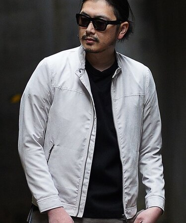 フェイクスエードシングルライダースブルゾン