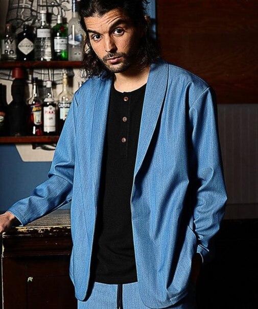 ショールカラーテックデニムジャケット