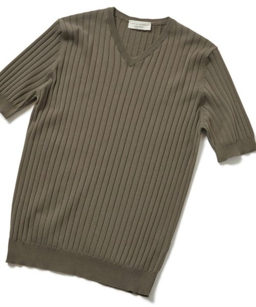 ＜FILIPPO DE LAURENTIIS／フィリッポ デ ローレンティス＞ワイドリブVネックニット　made in italy