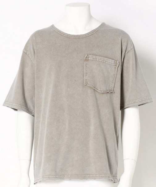 Uネックピグメントカット半袖Tシャツ