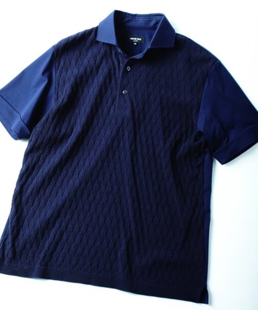 ハイツイストコットンコンビポロシャツ