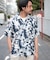 水彩柄総柄プリントオープンカラー半袖シャツ