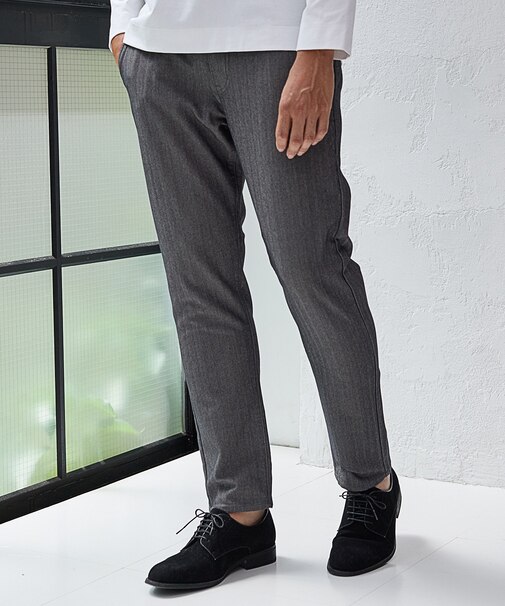 【EFFORTLESS】T/Cヘリンボンストレッチスラックス