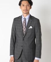 NARROW TWブライトチェック柄スーツ/別売りベストあり/2ピースビジネスセットアップスーツ