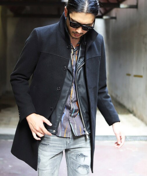 ハイブリットメルトンスタンドカラーコート