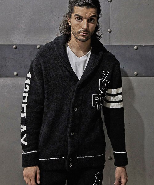 サイズM【新品】1piu1uguale3 バイアスロゴ ボタンレス カーディガン サイズM【新品】1piu1uguale3 バイアスロゴ ボタンレス カーディガン