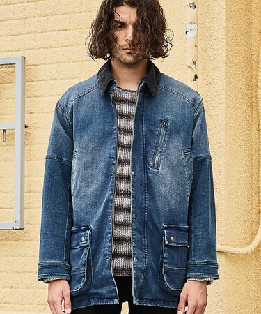 <Safari12月号掲載>着脱ライナー付きワークデニムブルゾン<セットアップ対応>