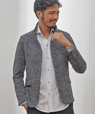 【EFFORTLESS】プリントフリーススタンドカラージャケット