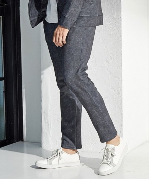 プリント裏起毛スリムイージーパンツ<セットアップ対応>