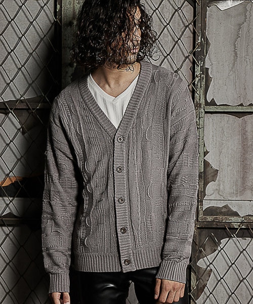 7ゲージクージー柄ニットカーディガン｜メンズビギの通販｜&mall